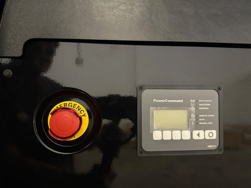 Load image into Gallery viewer, View of PowerCommand 1.1 and e-stop for Cummins C100D6C diesel generator