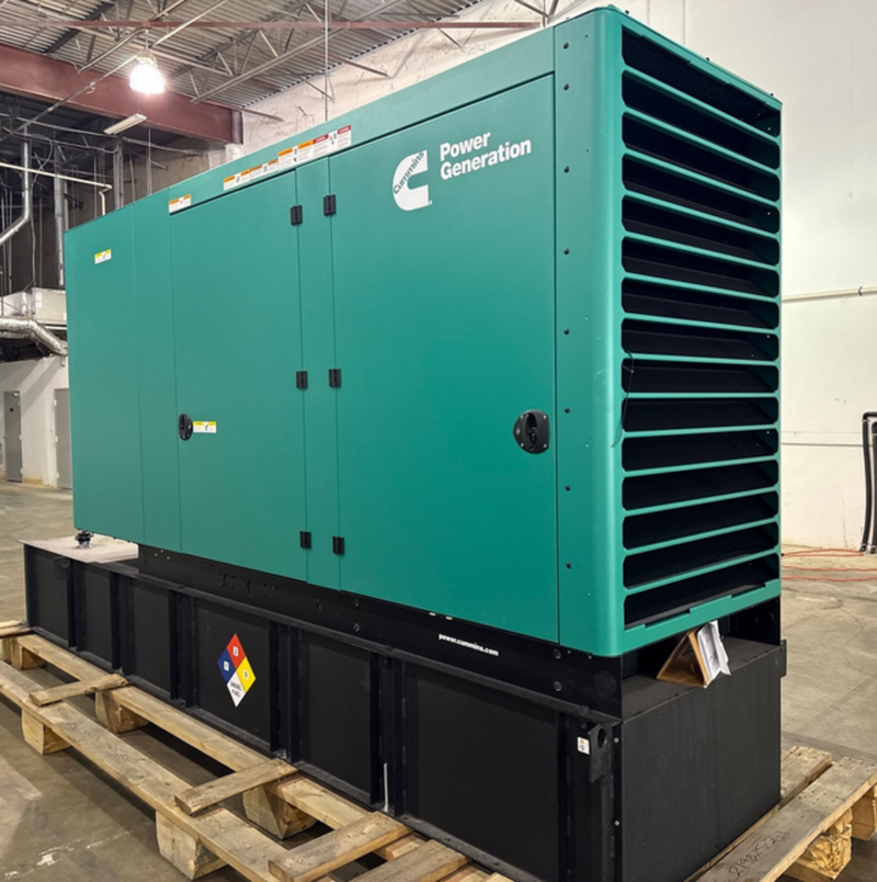 Load image into Gallery viewer, Cummins C125D6D, C150D6D, and C200D6D diesel generator with green sound enclosure and 24-hour subbase fuel tank