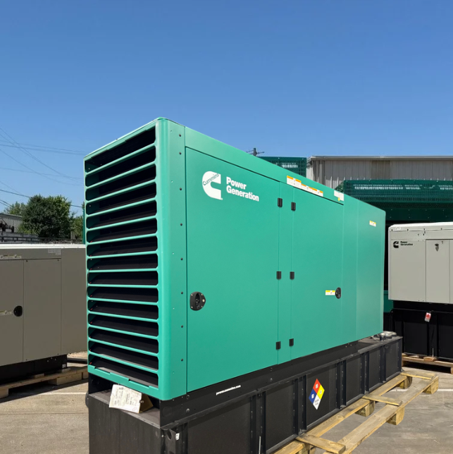 Load image into Gallery viewer, Cummins C200D6D with green aluminum sound enclosure and 24-hour subbase fuel tank.