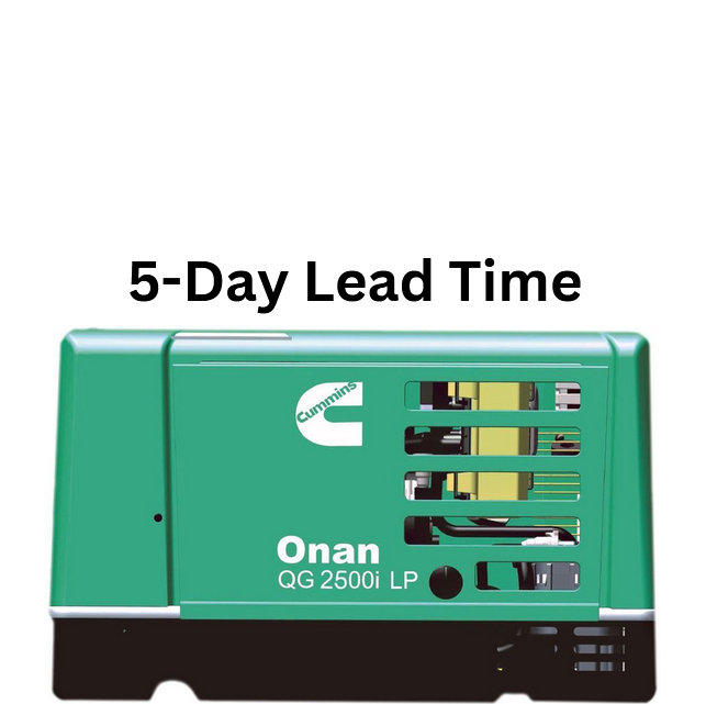 Load image into Gallery viewer, Onan QG 2500i LP generator on a white background with '5-Day Lead Time' text.