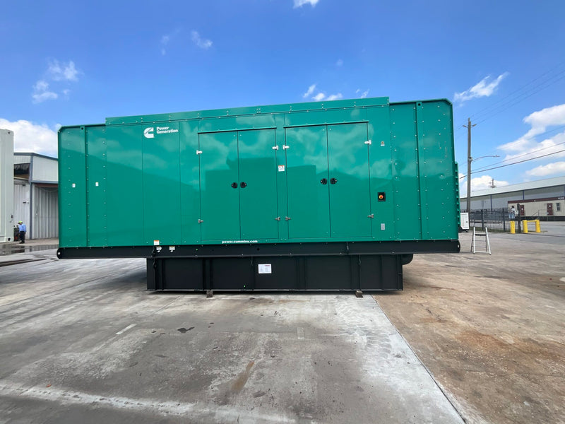 Load image into Gallery viewer, Cummins 750DQCB 750kW Diesel Industrial Generator with steel sound attenuated enclosure and subbase regional tank.
