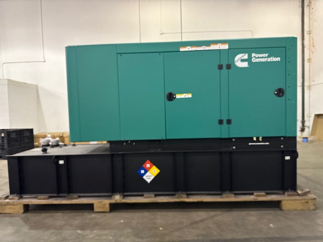 Load image into Gallery viewer, Cummins C100D6C diesel generator with green enclosure and subbase fuel tank
