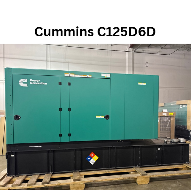 Load image into Gallery viewer, Cummins C125D6D industrial generator with green sound enclosure and 24-hour subbase fuel tank
