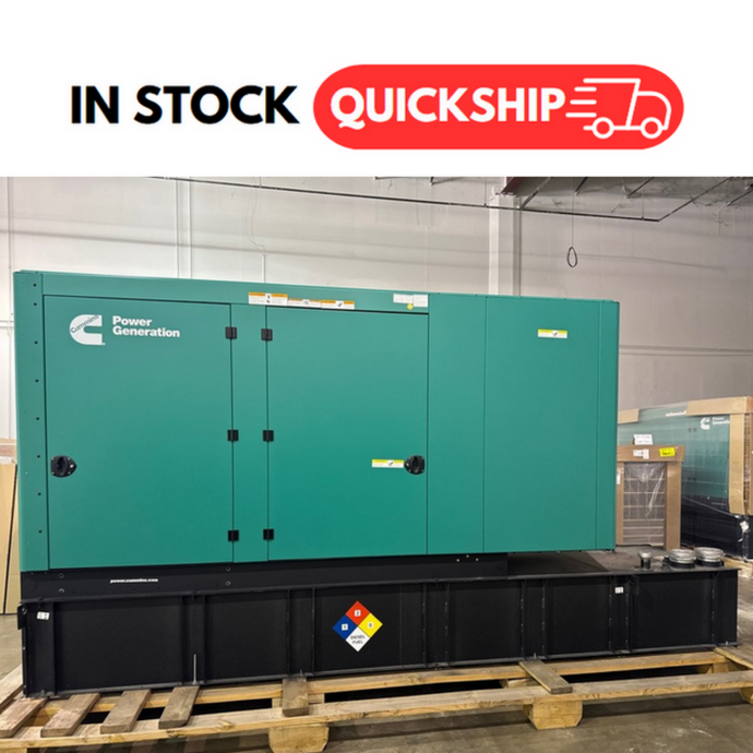 Cummins C125D6D, C150D6D, and C200D6D diesel generator with subbase fuel tank and green sound enclosure - IN STOCK