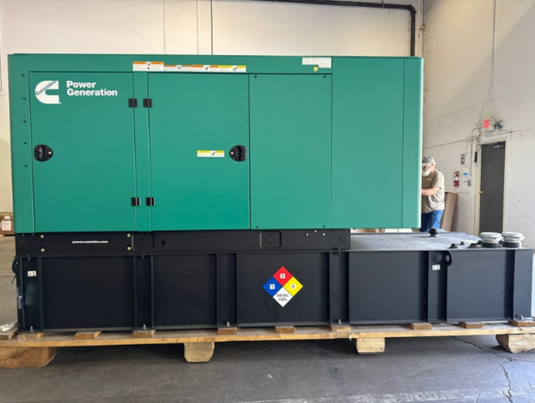 Cummins C125D6C Diesel Generator with green sound attenuated enclosure and 24-hour subbase fuel tank