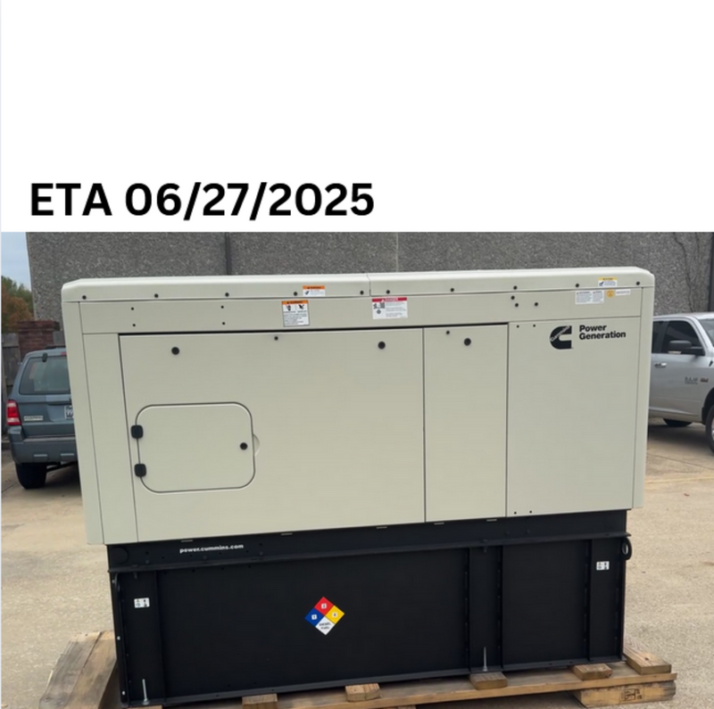 Load image into Gallery viewer, Cummins C20D6 diesel residential generator with sound attenuated sandstone enclosure and 24-hour subbase fuel tank.
