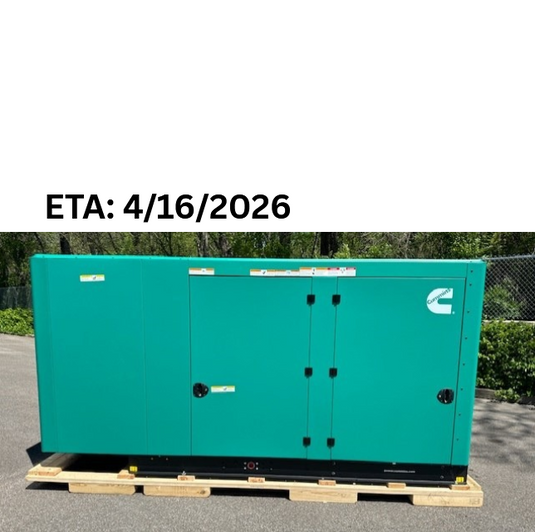 Cummins RS150 with green aluminum sound attenuated enclosure and ETA 4-16-2026