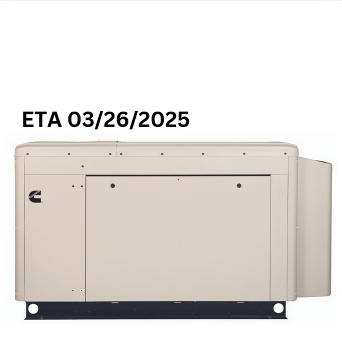 Cummins RS25 NG/LP Home Standby Generator with sound attenuated sandstone enclosure.